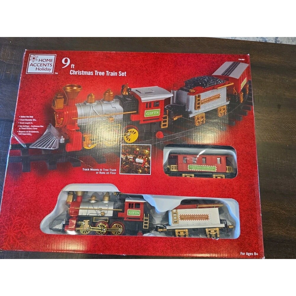 Home Accents Holiday Christmas Tree Train Set 9 Ft Track Mount To Tree Trunk